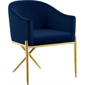 Maklaine Contemporary Navy Velvet Dining Chair with Sturdy Steel Legs