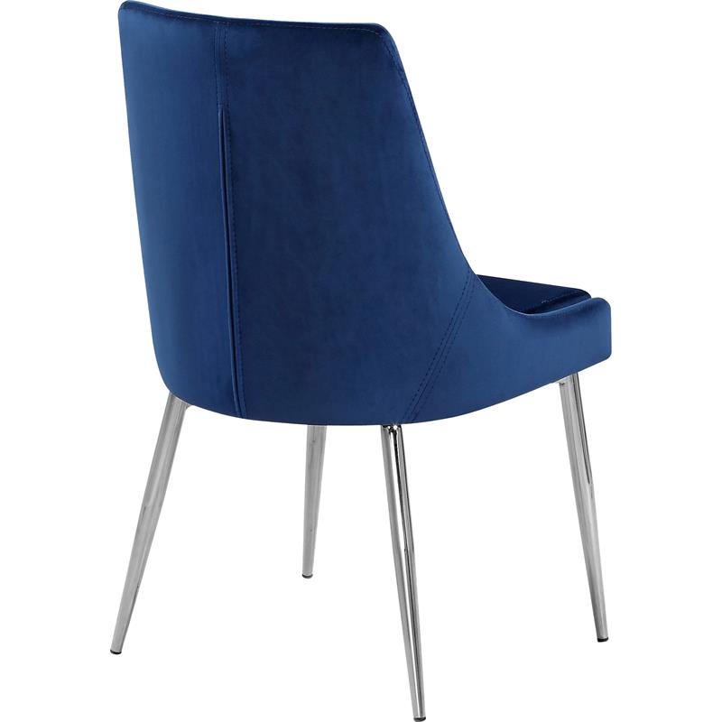 Maklaine Contemporary Upholstered Navy Velvet Dining Chair (Set of 2)