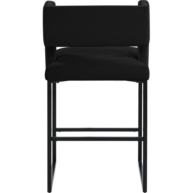 Maklaine Contemporary Black Velvet Counter Height Stool (Set of 2)