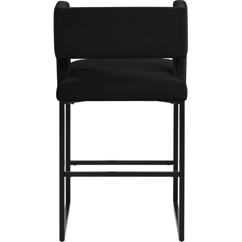 Maklaine Contemporary Black Velvet Counter Height Stool (Set of 2)