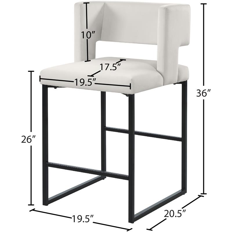 Maklaine Contemporary Cream Velvet Counter Height Stool (Set of 2)