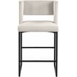 Maklaine Contemporary Cream Velvet Counter Height Stool (Set of 2)