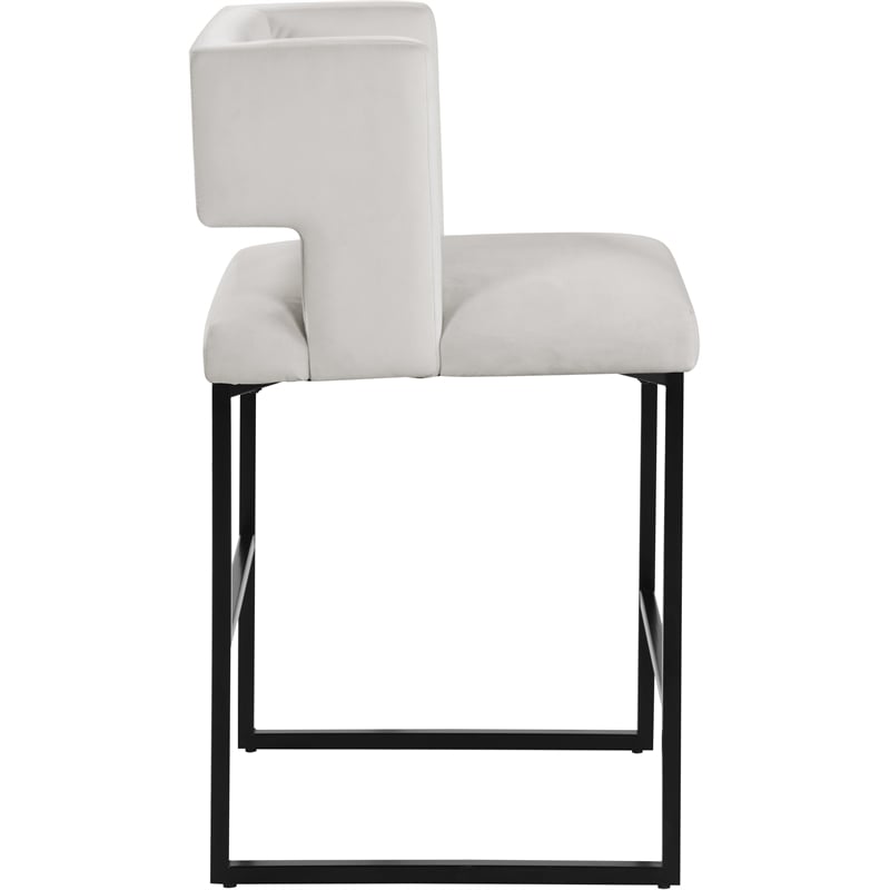 Maklaine Contemporary Cream Velvet Counter Height Stool (Set of 2)
