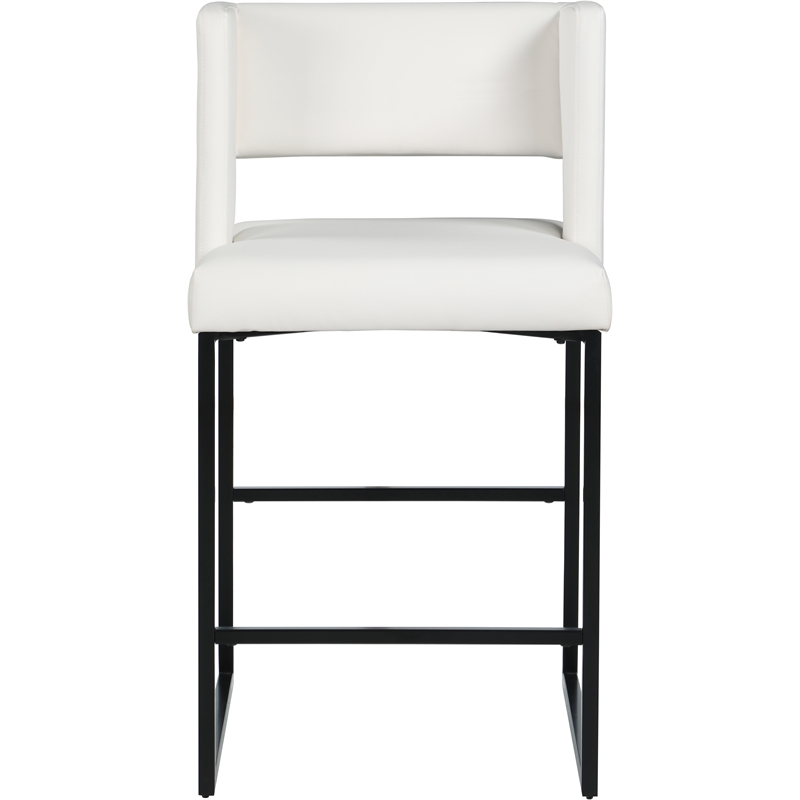 Maklaine Contemporary White Vegan Leather Counter Stool (Set of 2)