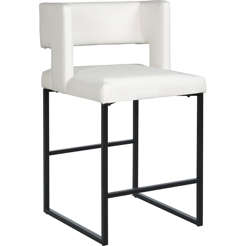 Maklaine Contemporary White Vegan Leather Counter Stool (Set of 2)
