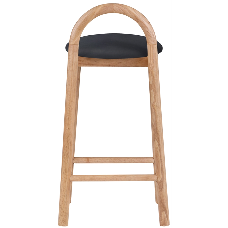 Maklaine Contemporary Soft Black Vegan Leather Solid Wood Frame Stool