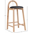 Maklaine Contemporary Soft Black Vegan Leather Solid Wood Frame Stool