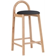 Maklaine Contemporary Soft Black Vegan Leather Solid Wood Frame Stool