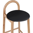 Maklaine Contemporary Soft Black Vegan Leather Solid Wood Frame Stool