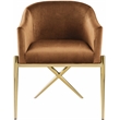 Maklaine Contemporary Saddle Velvet Dining Chair with Steel Legs