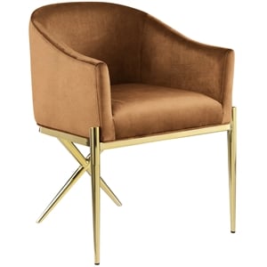 Maklaine Contemporary Saddle Velvet Dining Chair with Steel Legs