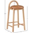 Maklaine Contemporary Cognac Vegan Leather Solid Wood Frame Stool