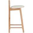 Maklaine Contemporary Cream Vegan Leather Solid Wood Frame Stool (Set of 2)