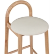 Maklaine Contemporary Cream Vegan Leather Solid Wood Frame Stool (Set of 2)
