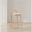 Maklaine Contemporary Cream Vegan Leather Solid Wood Frame Stool (Set of 2)