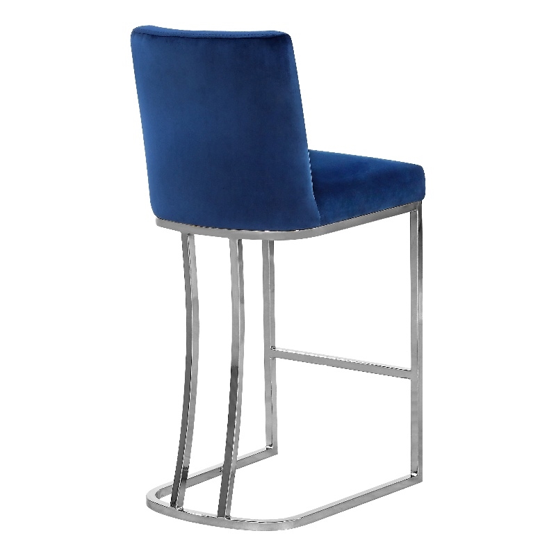 Maklaine Contemporary Navy Velvet Counter Height Stool (Set of 2)