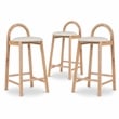 Maklaine Contemporary Soft Cream Vegan Leather Stool (Set of 3)