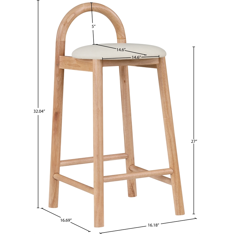 Maklaine Contemporary Soft Cream Vegan Leather Stool (Set of 3)