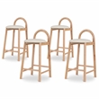 Maklaine Contemporary Soft Cream Vegan Leather Stool (Set of 4)