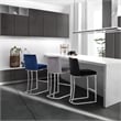 Maklaine Contemporary Grey Velvet Metal Frame Stool (Set of 2)