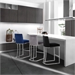 Maklaine Contemporary Grey Velvet Metal Frame Stool (Set of 4)