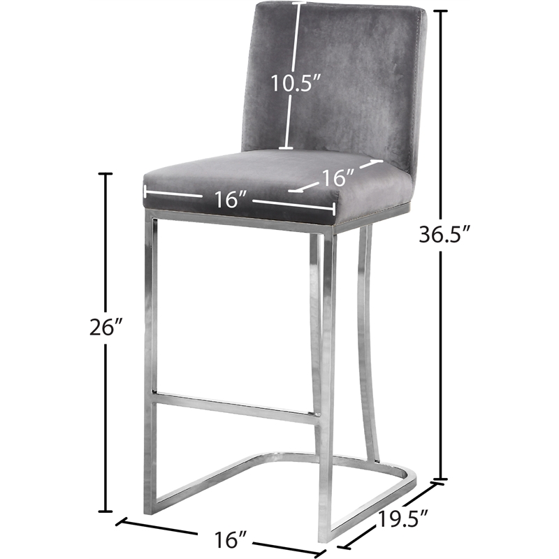 Maklaine Contemporary Grey Velvet Metal Frame Stool (Set of 4)