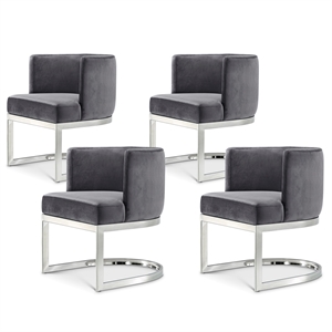 Maklaine Contemporary Grey Velvet Stainless Steel Dining Chair (Set of 4)