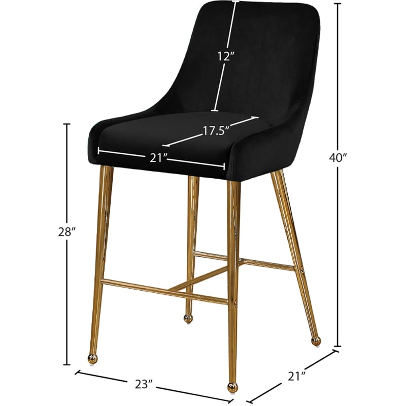 Maklaine Contemporary Black Velvet Counter/Bar Stool (Set of 4)
