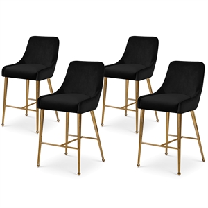 Maklaine Contemporary Black Velvet Counter/Bar Stool (Set of 4)