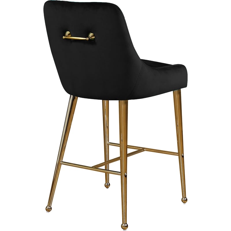 Maklaine Contemporary Black Velvet Counter/Bar Stool (Set of 4)