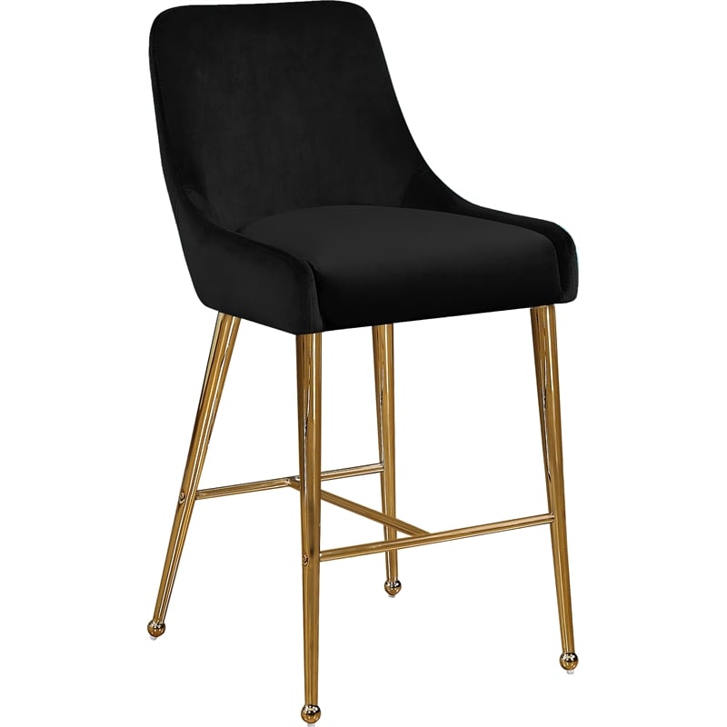 Maklaine Contemporary Black Velvet Counter/Bar Stool (Set of 6)