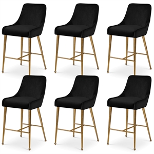 Maklaine Contemporary Black Velvet Counter/Bar Stool (Set of 6)