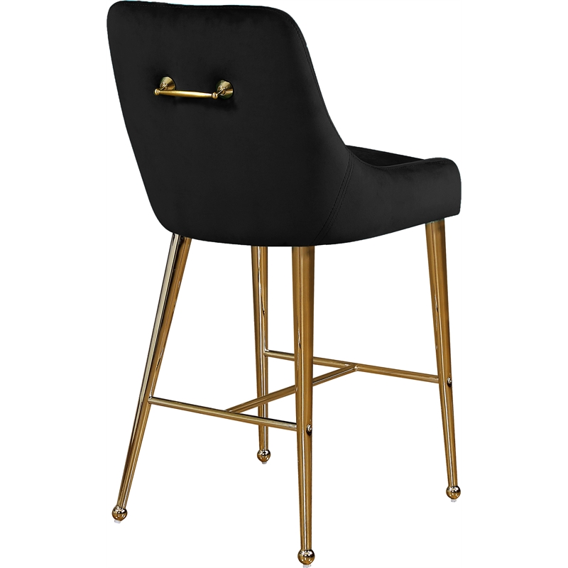 Maklaine Contemporary Black Velvet Counter/Bar Stool (Set of 6)