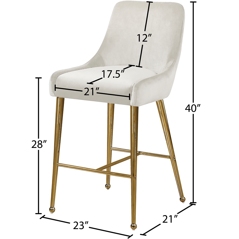 Maklaine Contemporary Cream Velvet Counter/Bar Stool (Set of 4)