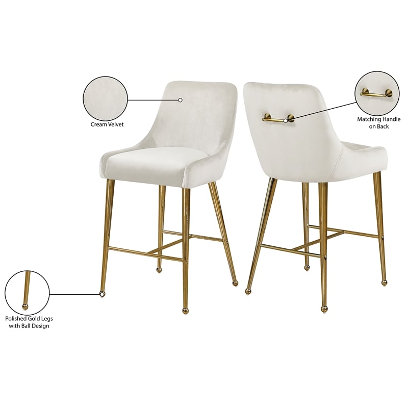 Maklaine Contemporary Cream Velvet Counter/Bar Stool (Set of 4)