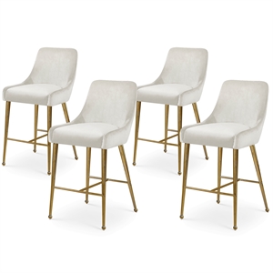 Maklaine Contemporary Cream Velvet Counter/Bar Stool (Set of 4)