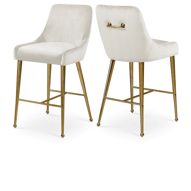 Maklaine Contemporary Cream Velvet Counter/Bar Stool (Set of 6)