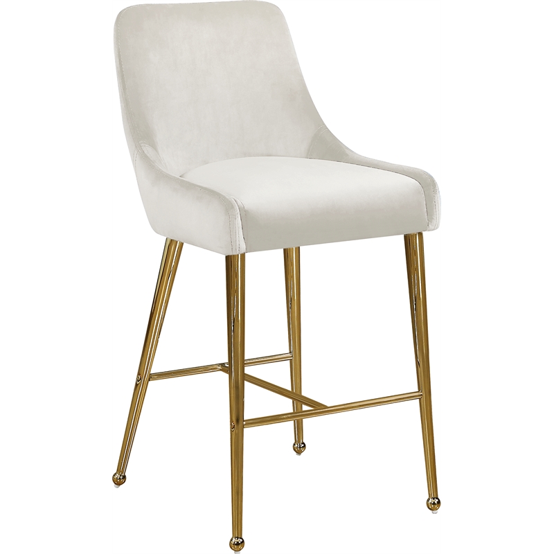 Maklaine Contemporary Cream Velvet Counter/Bar Stool (Set of 6)