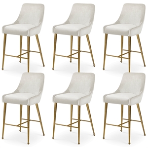 Maklaine Contemporary Cream Velvet Counter/Bar Stool (Set of 6)