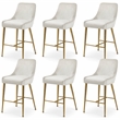 Maklaine Contemporary Cream Velvet Counter/Bar Stool (Set of 6)