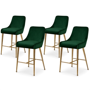 Maklaine Contemporary Green Velvet Counter/Bar Stool (Set of 4)