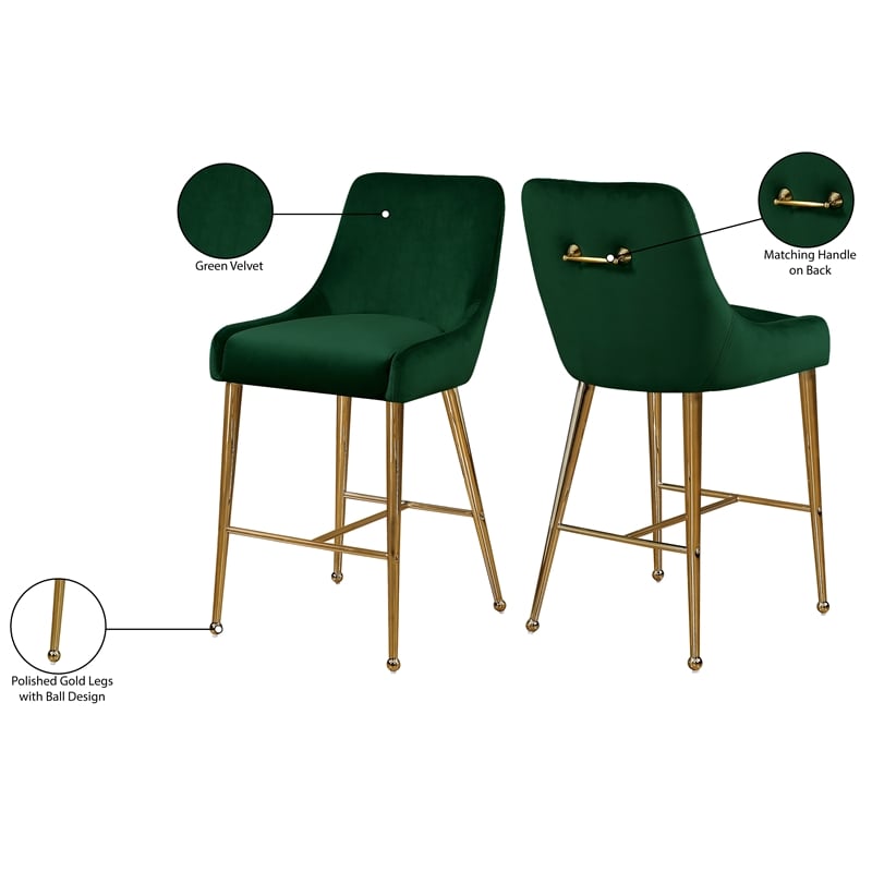 Maklaine Contemporary Green Velvet Counter/Bar Stool (Set of 6)