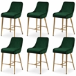 Maklaine Contemporary Green Velvet Counter/Bar Stool (Set of 6)