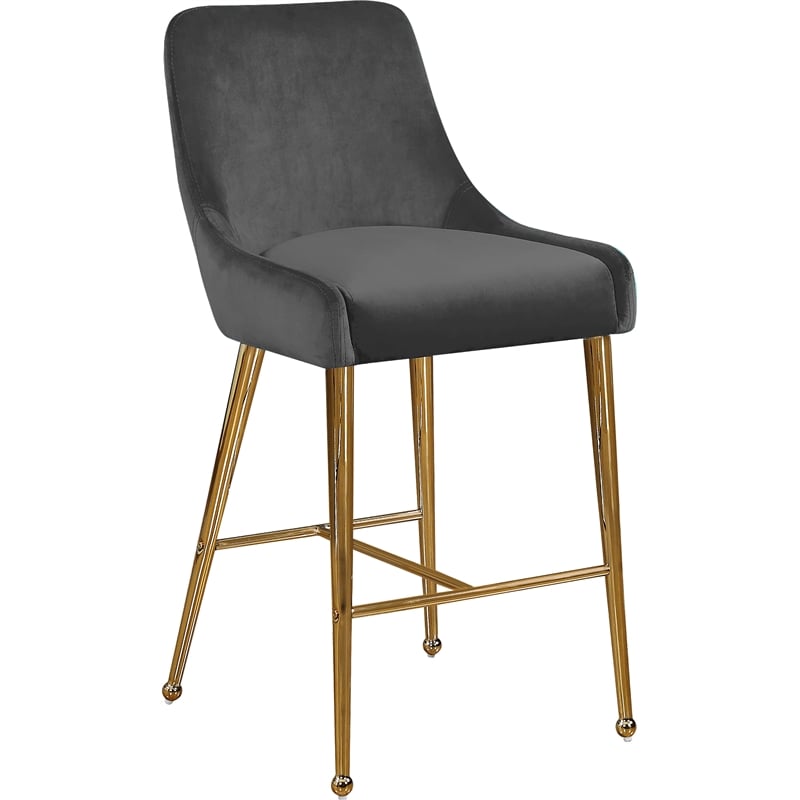 Maklaine Contemporary Grey Velvet Counter/Bar Stool (Set of 4)