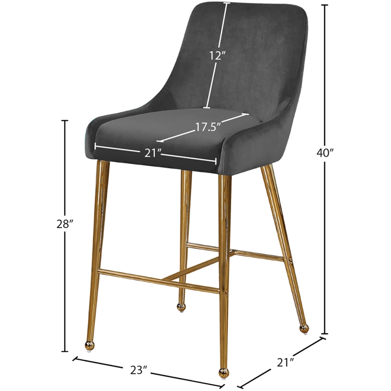 Maklaine Contemporary Grey Velvet Counter/Bar Stool (Set of 4)