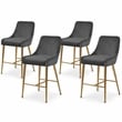 Maklaine Contemporary Grey Velvet Counter/Bar Stool (Set of 4)