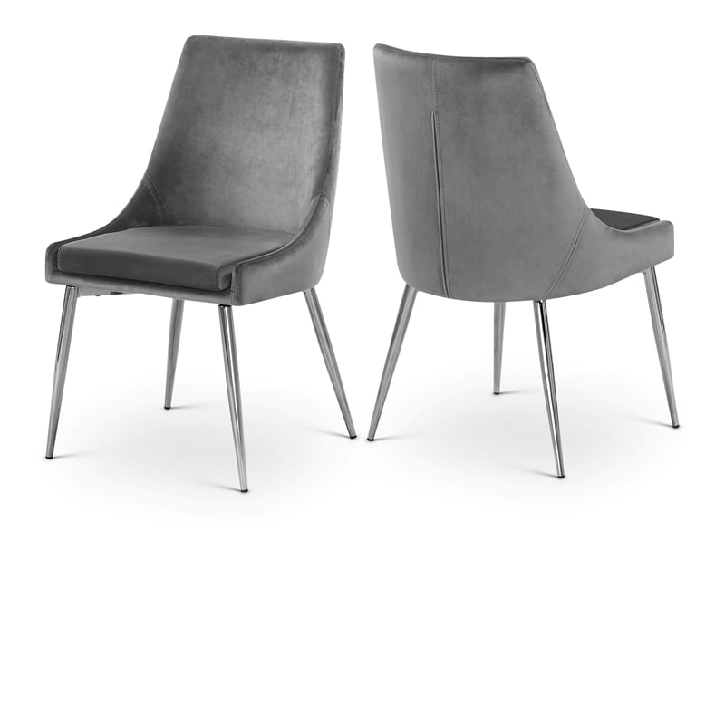 Maklaine Contemporary Grey Velvet Metal Frame Dining Chair (Set of 6)