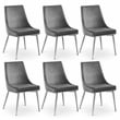 Maklaine Contemporary Grey Velvet Metal Frame Dining Chair (Set of 6)