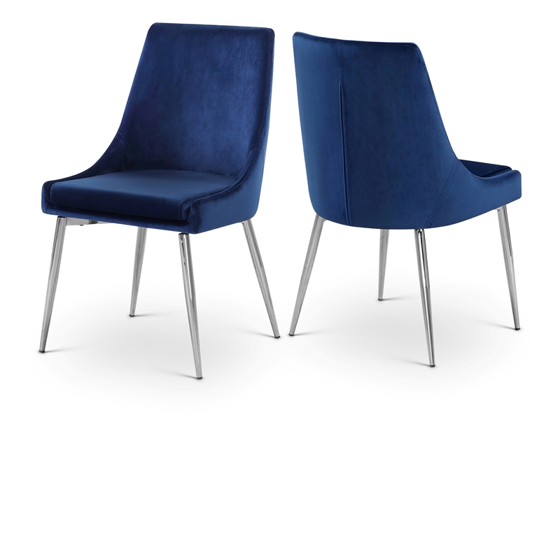 Maklaine Contemporary Navy Velvet Metal Frame Dining Chair (Set of 4)