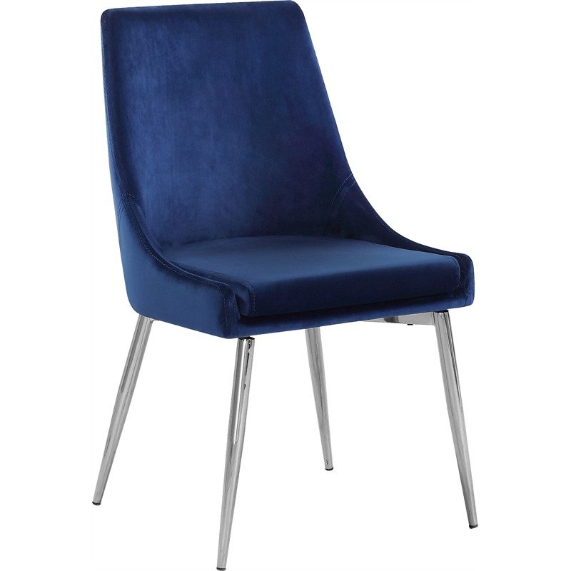 Maklaine Contemporary Navy Velvet Metal Frame Dining Chair (Set of 4)